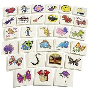 Kicko Tattoo Assortment - 720 PC Colorful Tattoos - Temporary Tattoos Assortment - Includes Dinosaur, Pirates, Animals, Flowers and etc. - Kids Party Favors