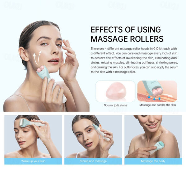 10 In 1 Dermaroller Kit Face Massager Microneedling Derma Rolling System Facial Skincare Jade Ice Roller Beard Hair Growth 2024 - US $26.99