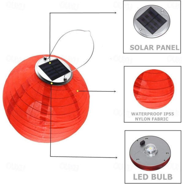 12" Solar Powered Lanterns Waterproof Outdoor Nylon Cloth Paper Lantern Lamps Garden Hanging Paper Lanterns 2024 - US $5.99