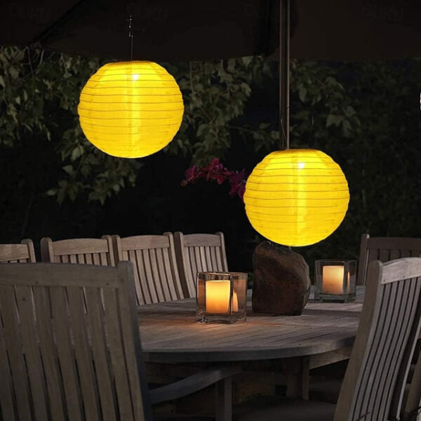 12" Solar Powered Lanterns Waterproof Outdoor Nylon Cloth Paper Lantern Lamps Garden Hanging Paper Lanterns 2024 - US $5.99