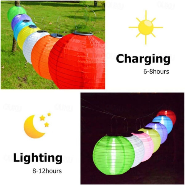 12" Solar Powered Lanterns Waterproof Outdoor Nylon Cloth Paper Lantern Lamps Garden Hanging Paper Lanterns 2024 - US $5.99