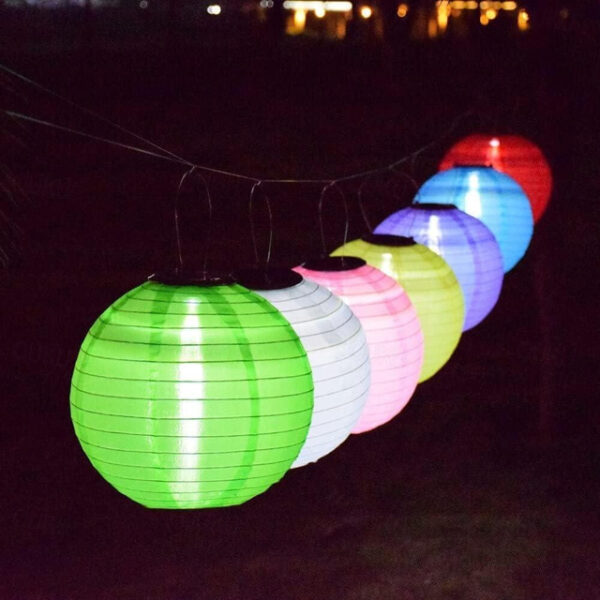 12" Solar Powered Lanterns Waterproof Outdoor Nylon Cloth Paper Lantern Lamps Garden Hanging Paper Lanterns 2024 - US $5.99