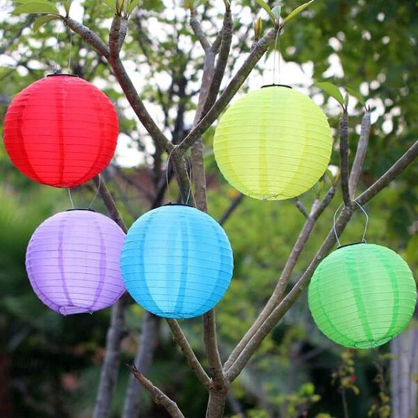 12" Solar Powered Lanterns Waterproof Outdoor Nylon Cloth Paper Lantern Lamps Garden Hanging Paper Lanterns 2024 - US $5.99