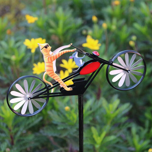 Bicycle Metal Wind Spinner Wrought Iron Metal Garden Decoration Windmill Cat Mouse Motorcycle 2024 - US $20.99