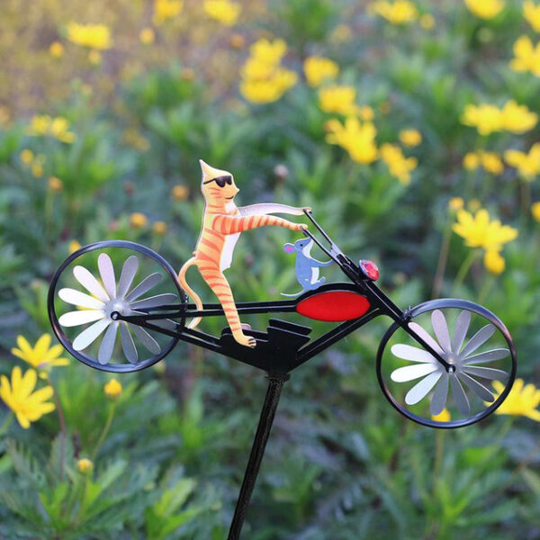 Bicycle Metal Wind Spinner Wrought Iron Metal Garden Decoration Windmill Cat Mouse Motorcycle 2024 - US $20.99