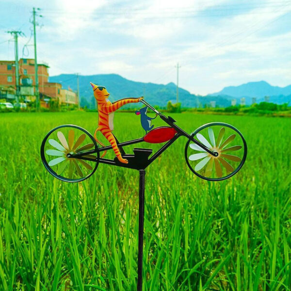 Bicycle Metal Wind Spinner Wrought Iron Metal Garden Decoration Windmill Cat Mouse Motorcycle 2024 - US $20.99