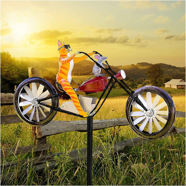 Bicycle Metal Wind Spinner Wrought Iron Metal Garden Decoration Windmill Cat Mouse Motorcycle 2024 - US $20.99