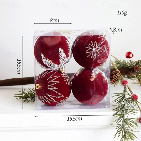 Christmas Tree Decoration Ball Christmas Painting Ball Flocked Dark Red Christmas Ball Pearl Diy Hanging Decoration Scene Layout 2025 - US $16.99