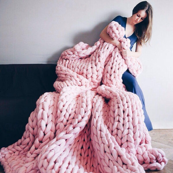 Chunky Knit Throw Blanket Super Thick Wool Handwoven Blanket Sofa Blanket Cover Blanket Knitting Thick Thread Blanket 2024 - US $27.99