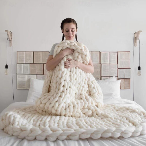 Chunky Knit Throw Blanket Super Thick Wool Handwoven Blanket Sofa Blanket Cover Blanket Knitting Thick Thread Blanket 2024 - US $27.99