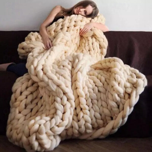 Chunky Knit Throw Blanket Super Thick Wool Handwoven Blanket Sofa Blanket Cover Blanket Knitting Thick Thread Blanket 2024 - US $27.99