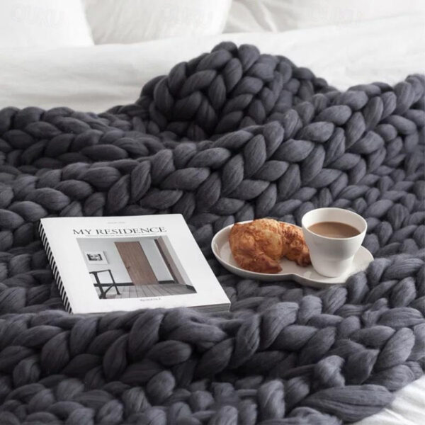 Chunky Knit Throw Blanket Super Thick Wool Handwoven Blanket Sofa Blanket Cover Blanket Knitting Thick Thread Blanket 2024 - US $27.99