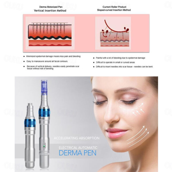 Dr Pen A6 Microneedle Pen Machine Electric Derma Stamp For Mesotherapy Skincare 2PCS Backup Batteries 2024 - US $135.99