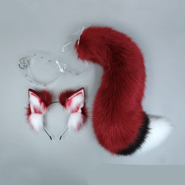 Furry Fox Wolf Headband Tail Flexible Faux Fur Ears Carnival Party Cosplay Costumes Fursuit Accessory Set 2024 - US $43.99