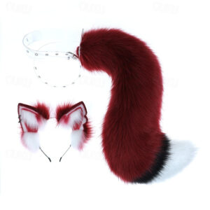 Furry Fox Wolf Headband Tail Flexible Faux Fur Ears Carnival Party Cosplay Costumes Fursuit Accessory Set 2024 - US $43.99