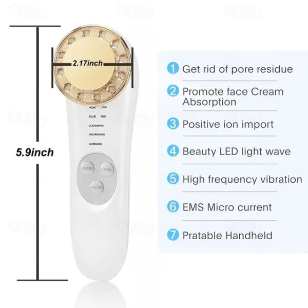 Portable Galvanic Facial Machine 7 In 1 High Frequency Face Massager Microcurrent Skin Firming Machine Skin Improve Roller Tools 2024 - US $27.99