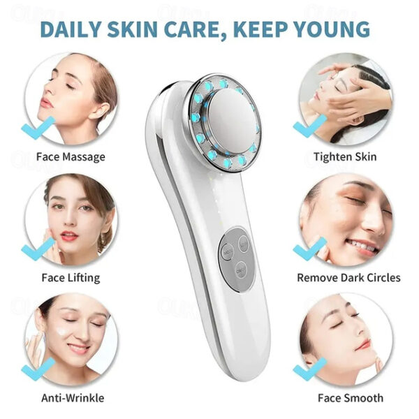 Portable Galvanic Facial Machine 7 In 1 High Frequency Face Massager Microcurrent Skin Firming Machine Skin Improve Roller Tools 2024 - US $27.99