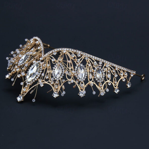 Rhinestone Alloy Big Crown Handmade Accessories Atmospheric Styling Hair Accessories Golden Dress Crown 2024 - US $13.49