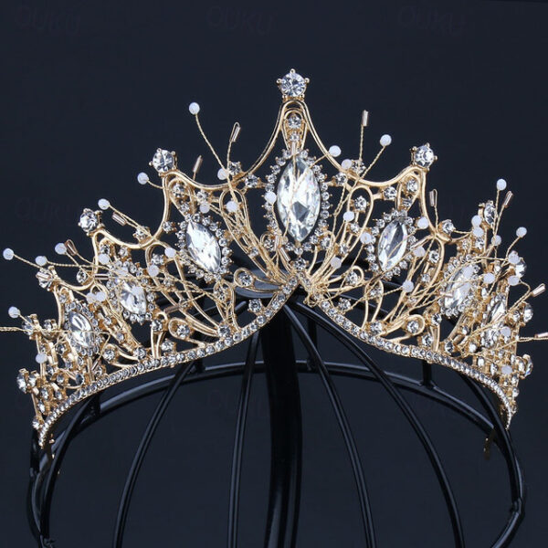 Rhinestone Alloy Big Crown Handmade Accessories Atmospheric Styling Hair Accessories Golden Dress Crown 2024 - US $13.49