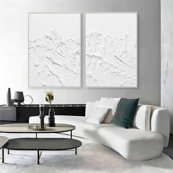 Wabi sabi artwork hand painted white Abstract Art White painting Wabi-Sabi Wall Art white Textured oil painting Wall Art Set of 2 white Wall Art white