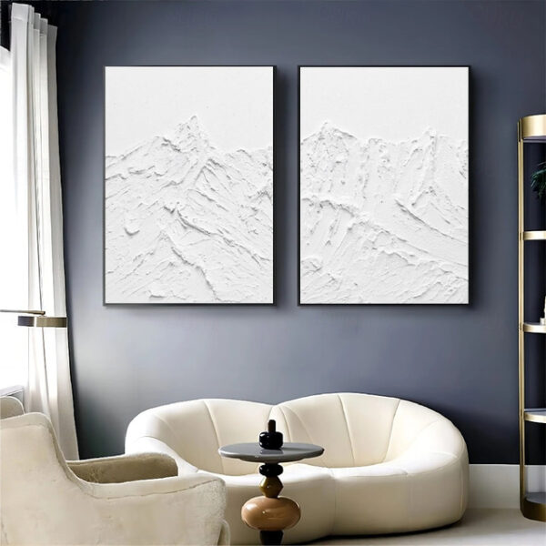 Wabi sabi artwork hand painted white Abstract Art White painting Wabi-Sabi Wall Art white Textured oil painting Wall Art Set of 2 white Wall Art white