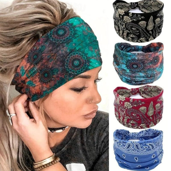 Women's Wide Headbands, Solid Color Knot Turban, Large Bohemian Style Hairbands, Fashionable Hair Wraps For Yoga, Running & Sports, Elegant & Simple S